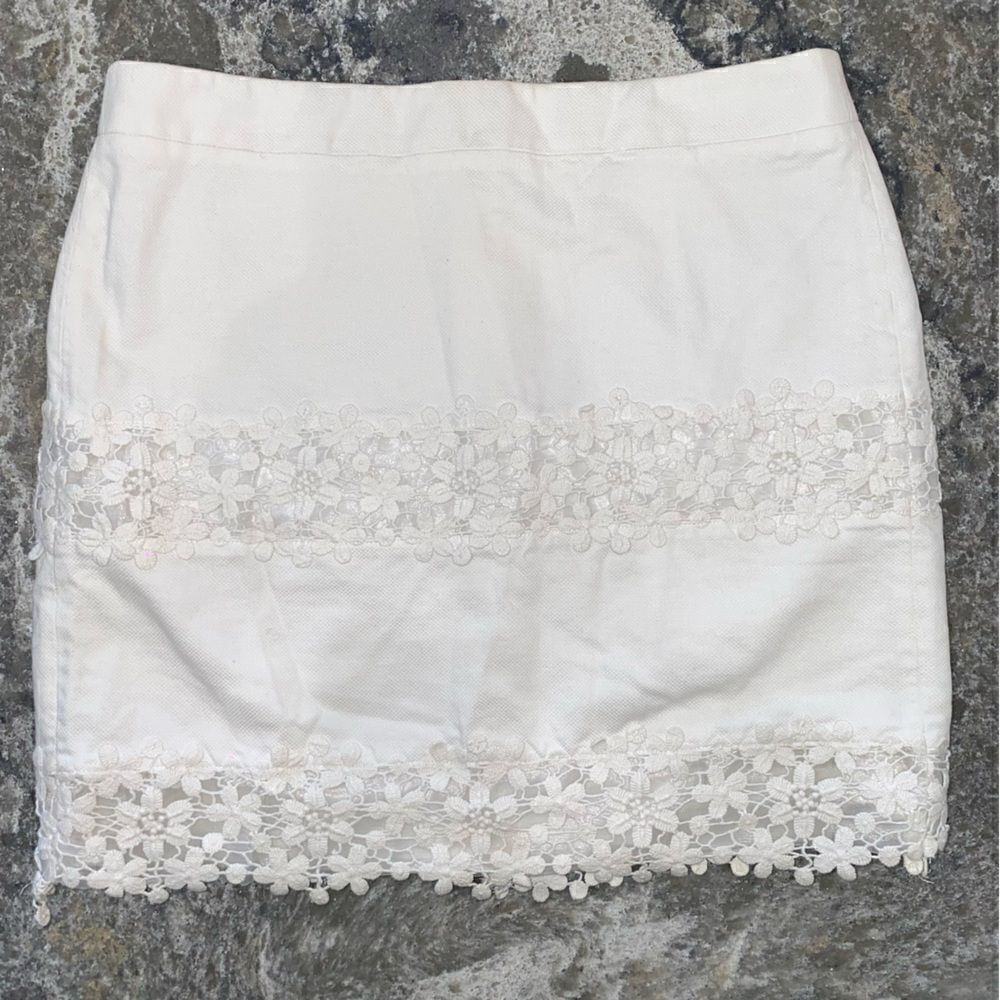 J.Crew Womens Cotton Daisy Lace Mini Skirt White Size 2